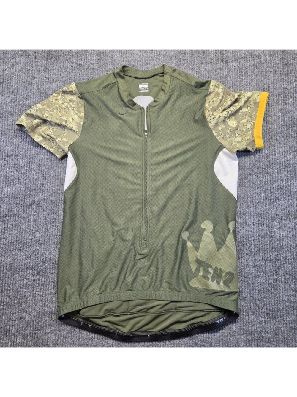 Nike Ten 2 Cycling Jersey SS Women's XL Army Olive Drab Lance Armstrong Pockets